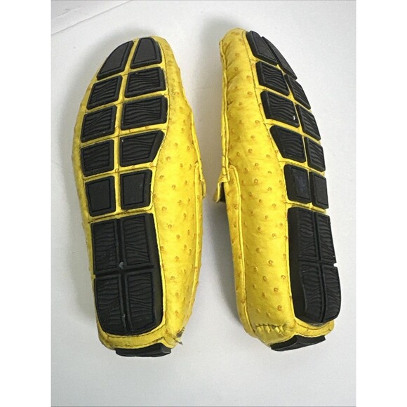 Taino Yellow Ostrich Embossed Leather Slip On Loafer Shoes Inner Sole Sz 11 Mens main image 4